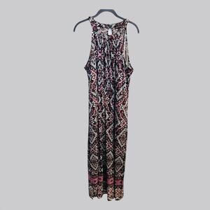 Lane Bryant Geometric Sleeveless Plum Black Boho Tribal Maxi Dress Size 14/16